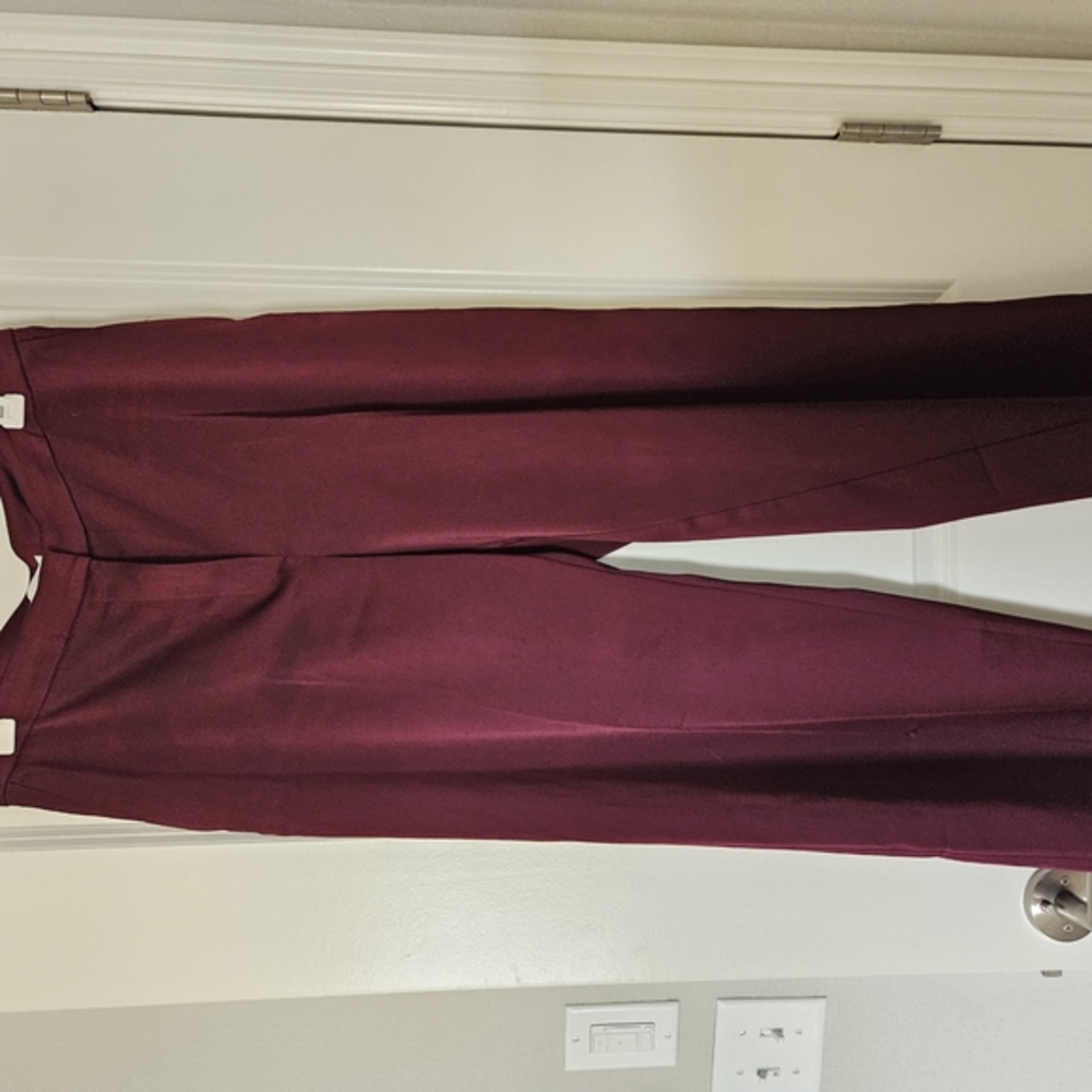 Elegant Satin Burgundy Women's Pants